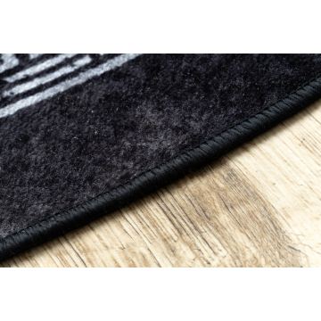 Dywan do prania MIRO 51199.807 koło Marmur, grecki antypoślizgowy - czarny / biały