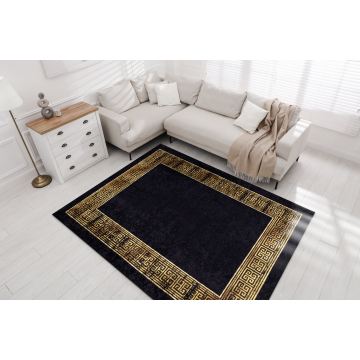 Dywan do prania MIRO 51223.806 Ramka, grecki antypoślizgowy - czarny / złoty