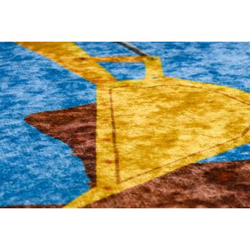 Dywan do prania JUNIOR 51827.803 Ciężarówka, koparka dla dzieci, antypoślizgowy - niebieski