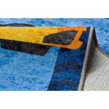 Dywan do prania JUNIOR 51827.803 Ciężarówka, koparka dla dzieci, antypoślizgowy - niebieski