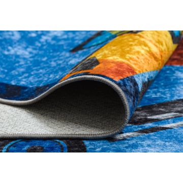 Dywan do prania JUNIOR 51827.803 Ciężarówka, koparka dla dzieci, antypoślizgowy - niebieski