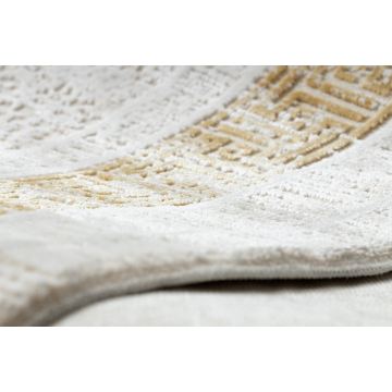 Dywan DUKE 51524 krem / złoty - Ramka, grecki strukturalny, bardzo miękki, frędzle