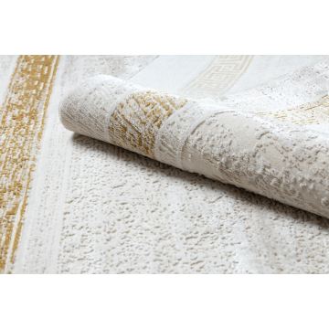 Dywan DUKE 51524 krem / złoty - Ramka, grecki strukturalny, bardzo miękki, frędzle