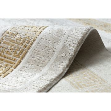 Dywan DUKE 51524 krem / złoty - Ramka, grecki strukturalny, bardzo miękki, frędzle