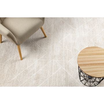 Dywan DUKE 51533 krem - Geometryczny, strukturalny, bardzo miękki, frędzle