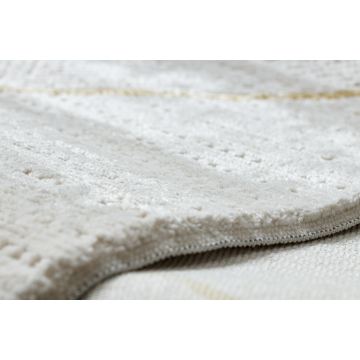 Dywan DUKE 51245 krem / złoty - Kratka, strukturalny, bardzo miękki, frędzle