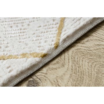 Dywan DUKE 51245 krem / złoty - Kratka, strukturalny, bardzo miękki, frędzle