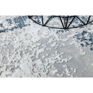 Dywan DUKE 51378 krem / niebieski - Beton, kamień strukturalny, bardzo miękki, frędzle