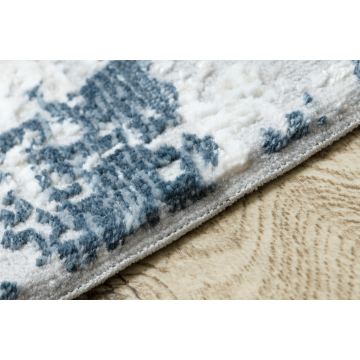 Dywan DUKE 51378 krem / niebieski - Beton, kamień strukturalny, bardzo miękki, frędzle