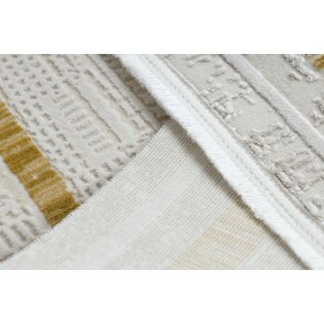 Dywan DUKE 51523 krem / złoty - Ramka, strukturalny, bardzo miękki, frędzle