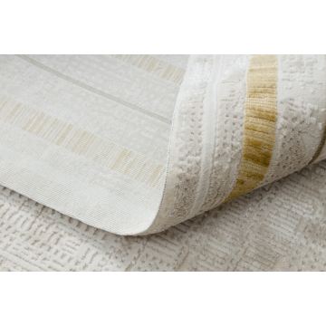 Dywan DUKE 51523 krem / złoty - Ramka, strukturalny, bardzo miękki, frędzle