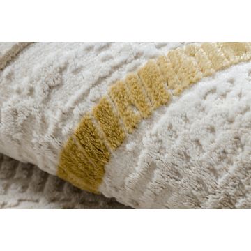 Dywan DUKE 51523 krem / złoty - Ramka, strukturalny, bardzo miękki, frędzle
