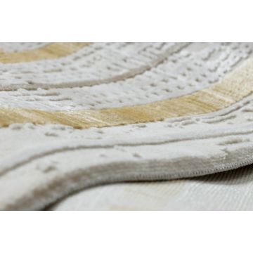 Dywan DUKE 51523 krem / złoty - Ramka, strukturalny, bardzo miękki, frędzle