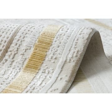 Dywan DUKE 51523 krem / złoty - Ramka, strukturalny, bardzo miękki, frędzle