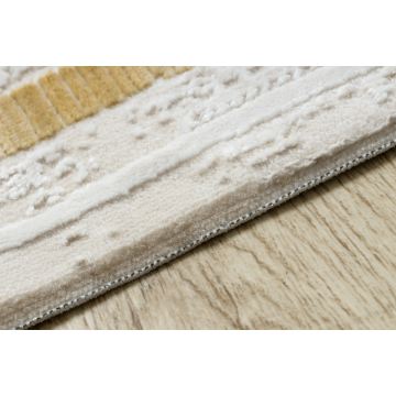Dywan DUKE 51523 krem / złoty - Ramka, strukturalny, bardzo miękki, frędzle