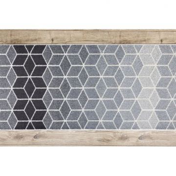 Chodnik HEOS 78590 krem / srebrny / antracyt CUBE, KOSTKA