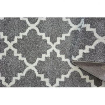 Chodnik SKETCH F343 szaro/biała koniczyna marokańska trellis