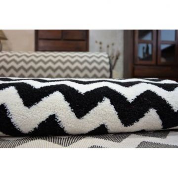 Chodnik SKETCH F561 black/cream - Zygzak