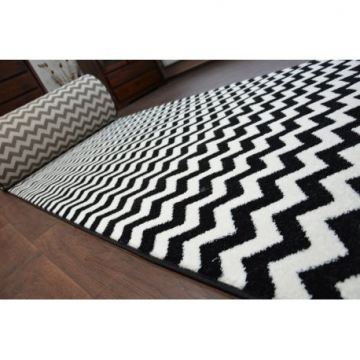 Chodnik SKETCH F561 black/cream - Zygzak
