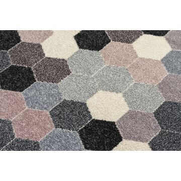 Dywan HEOS 78537 szary / różowy / krem SZEŚCIOKĄT