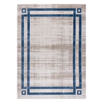 Dywan NOBLE nowoczesny  1539 68 Ramka vintage przecierany - Strukturalny, dwa poziomy runa krem / niebieski