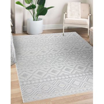 Dywan Strukturalny SOLE D3851 Boho, romby - płasko tkany beż