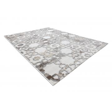 Dywan Strukturalny SOLE D3882 Ornament - płasko tkany beż / szary