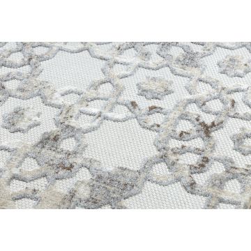 Dywan Strukturalny SOLE D3882 Ornament - płasko tkany beż / szary