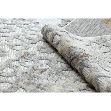 Dywan Strukturalny SOLE D3882 Ornament - płasko tkany beż / szary