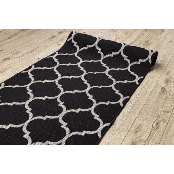 CHODNIK sznurkowy SIZAL FLOORLUX wzór 20608, koniczyna marokańska, trellis czarny / srebrny