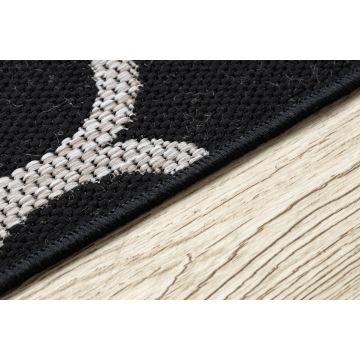 CHODNIK sznurkowy SIZAL FLOORLUX wzór 20608, koniczyna marokańska, trellis czarny / srebrny
