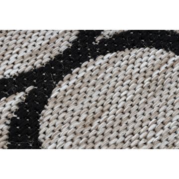 CHODNIK sznurkowy SIZAL FLOORLUX wzór 20608, koniczyna marokańska, trellis srebrny  / czarny
