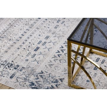 Dywan DISTIN 0833A granatowy / niebieski / biały nowoczesny - Boho, vintage, frędzle