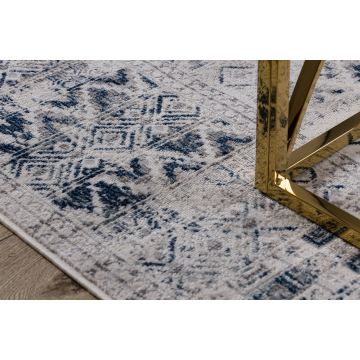 Dywan DISTIN 0833A granatowy / niebieski / biały nowoczesny - Boho, vintage, frędzle