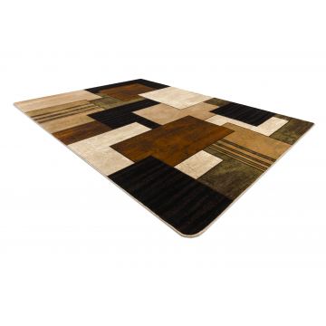 Dywan brązowy w kwadraty- ROYAL 5367 Geometryczny 3D - czarny / brązowy