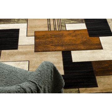 Dywan brązowy w kwadraty- ROYAL 5367 Geometryczny 3D - czarny / brązowy