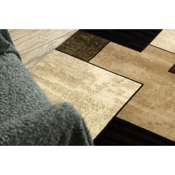 Dywan brązowy w kwadraty- ROYAL 5367 Geometryczny 3D - czarny / brązowy