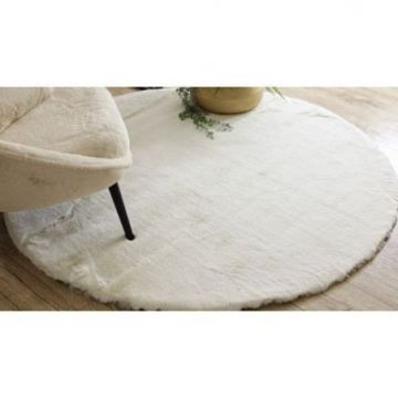 Dywan TEDDY NEW wool 45 koło Shaggy krem bardzo gruby, pluszowy