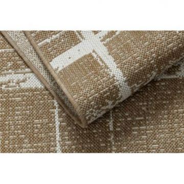 Dywan sizal FLAT 48965265 Kratka, vintage - beż naturalny kolor słomkowy, sznurkowy