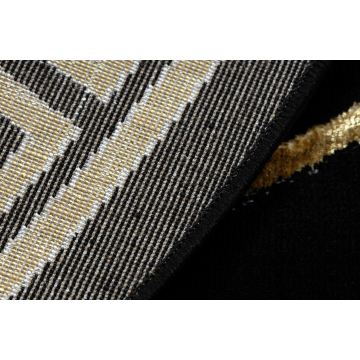 Dywan ALLURE 1968 koło Grecki klucz, ramka - Strukturalny, stylowy, glamour czarny / złoty