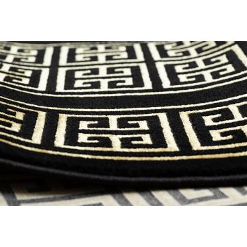 Dywan, chodnik ALLURE 1968 Grecki klucz, ramka - Strukturalny, stylowy, glamour czarny / złoty