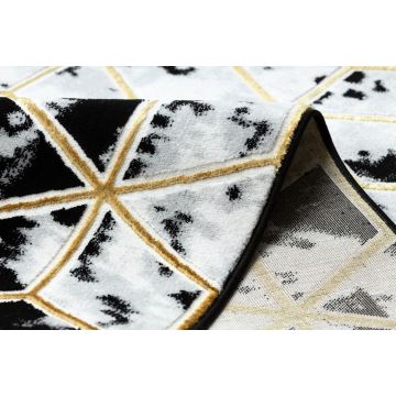 Dywan ALLURE 1966 Cube kostka - Strukturalny, stylowy, glamour czarny / złoty