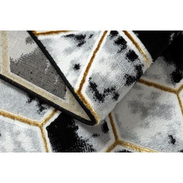 Dywan ALLURE 1966 Cube kostka - Strukturalny, stylowy, glamour czarny / złoty