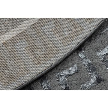Dywan ALLURE 1960 koło, Grecki klucz, ramka - Strukturalny, stylowy, glamour szary