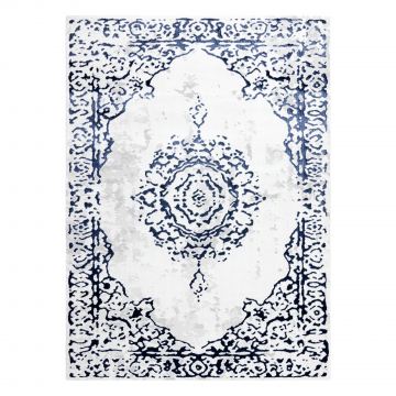Dywan ALLURE 1961 Ornament, ramka - Strukturalny, stylowy, glamour biały / niebieski