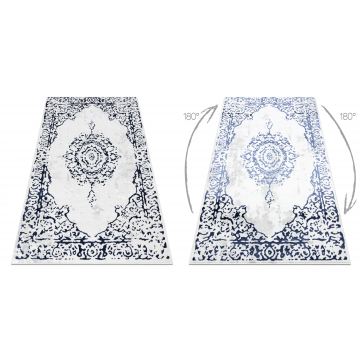 Dywan ALLURE 1961 Ornament, ramka - Strukturalny, stylowy, glamour biały / niebieski