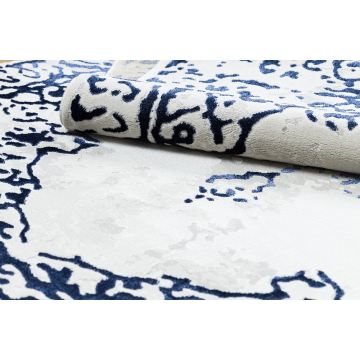 Dywan ALLURE 1961 Ornament, ramka - Strukturalny, stylowy, glamour biały / niebieski