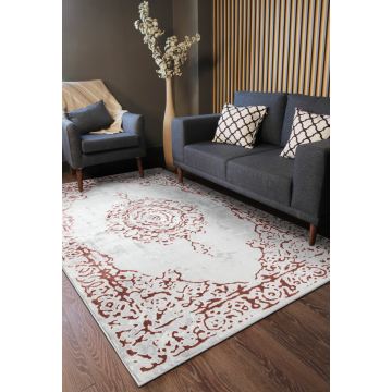 Dywan ALLURE 1961 Ornament, ramka - Strukturalny, stylowy, glamour biały / różowy