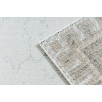 Dywan ALLURE 1960 Grecki klucz, ramka - Strukturalny, stylowy, glamour biały / szary