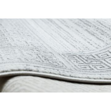 Dywan ALLURE 8783 Grecki klucz, ramka - Strukturalny, stylowy, glamour jasnoszary / biały